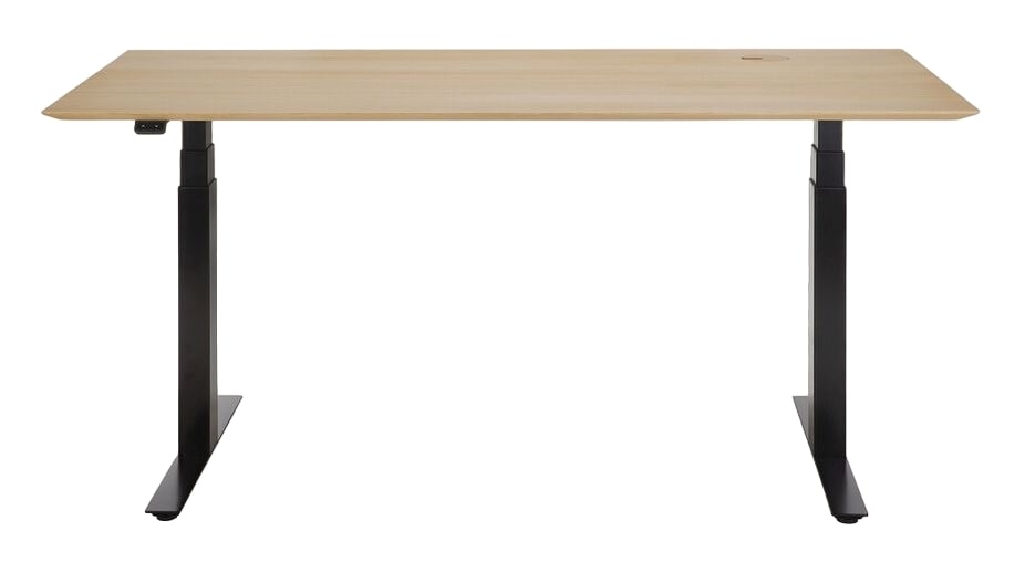 Ethnicraft Bok Oak Top Adjustable Desk With Black Base 160cm