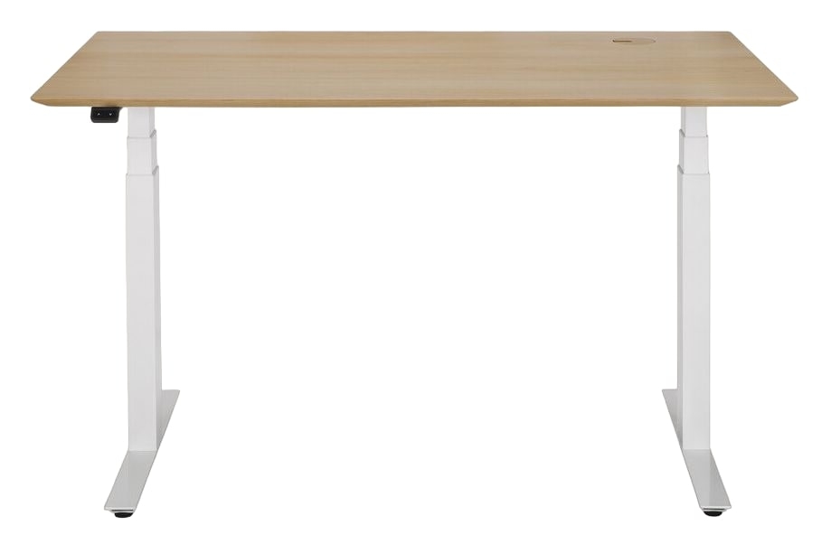 Ethnicraft Bok Oak Top Adjustable Desk With White Base 140cm