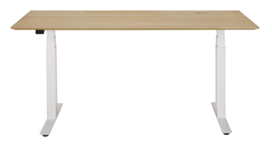 Ethnicraft Bok Oak Top Adjustable Desk With White Base 160cm