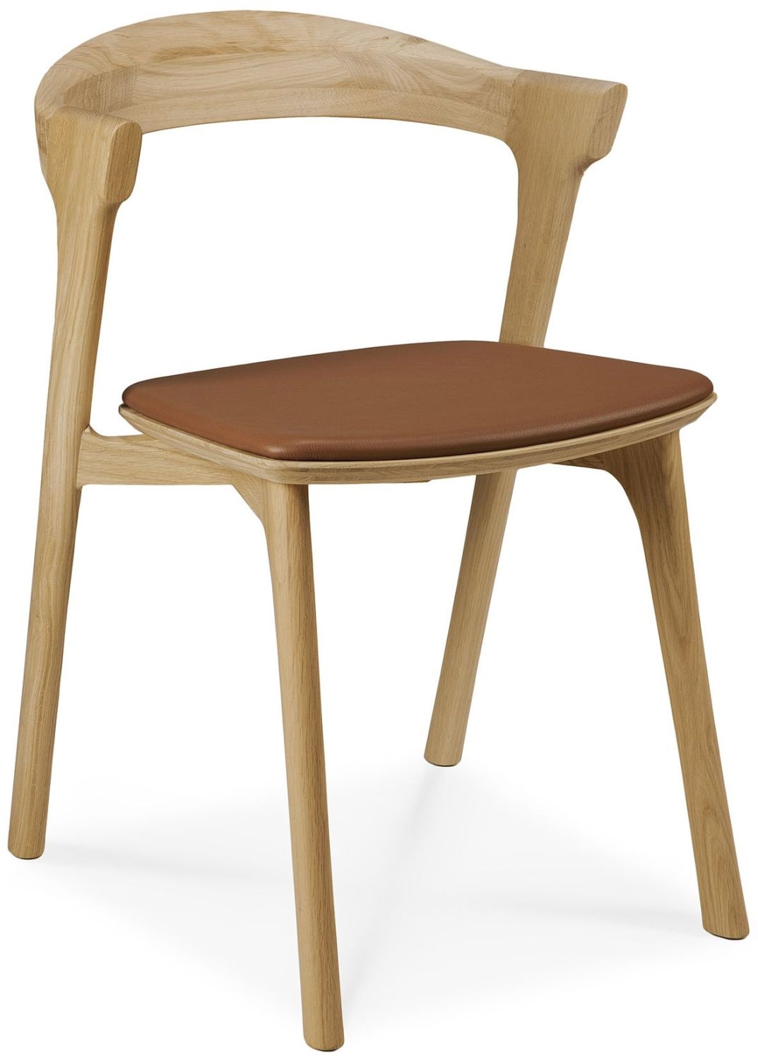 Ethnicraft Oak Bok Dining Chair With Cognac Leather Seat Sold In Pairs