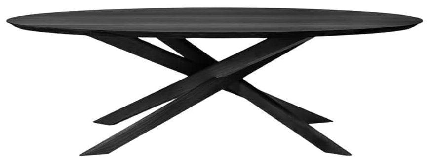 Ethnicraft Mikado Varnished Oak Black Oval Dining Table 267cm