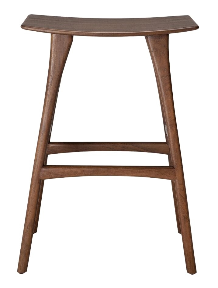 Ethnicraft Osso Varnished Teak Brown Bar Stool Sold In Pairs