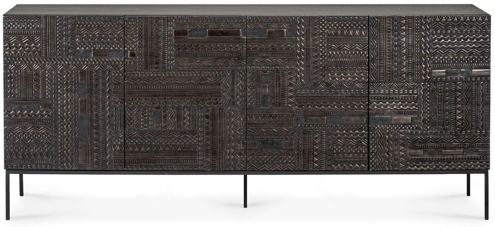 Ethnicraft Teak Ancestors Tabwa Black 4 Door Sideboard 200cm