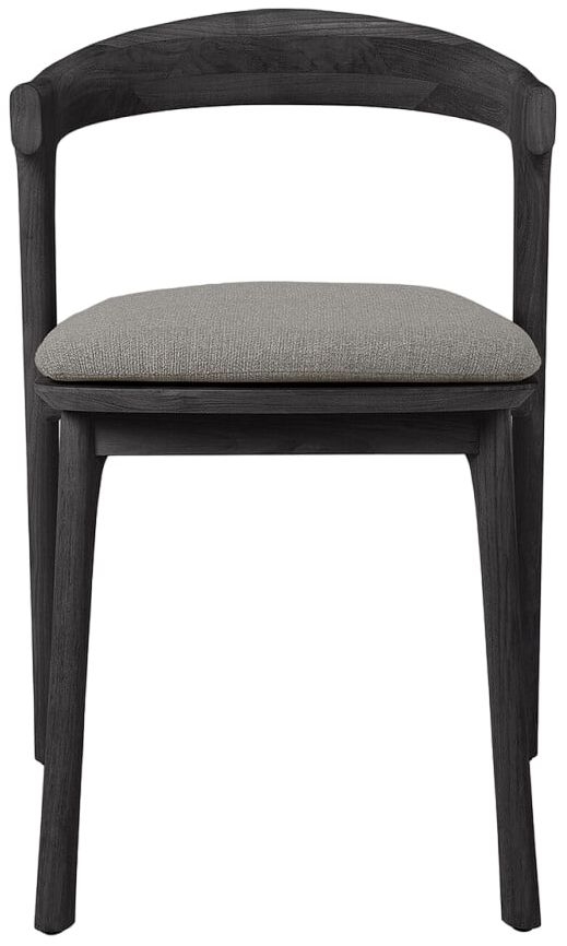 Ethnicraft Bok Black Teak Outdoor Dining Chair With Mocha Fabric Seat Sold In Pairs