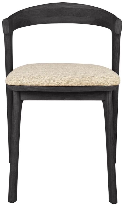 Ethnicraft Bok Black Teak Outdoor Dining Chair With Natural Fabric Seat Sold In Pairs