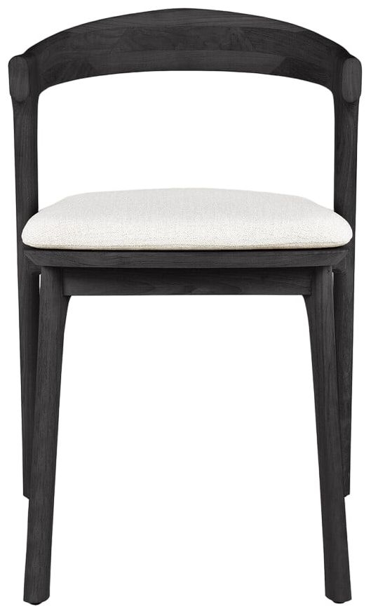 Ethnicraft Bok Black Teak Outdoor Dining Chair With Off White Fabric Seat Sold In Pairs