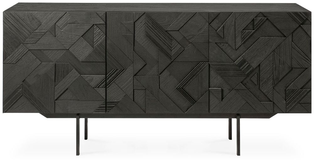 Ethnicraft Teak Graphic Black 3 Door Sideboard 168cm