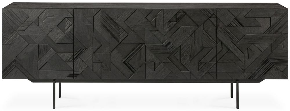 Ethnicraft Teak Graphic Black 4 Door Sideboard 224cm