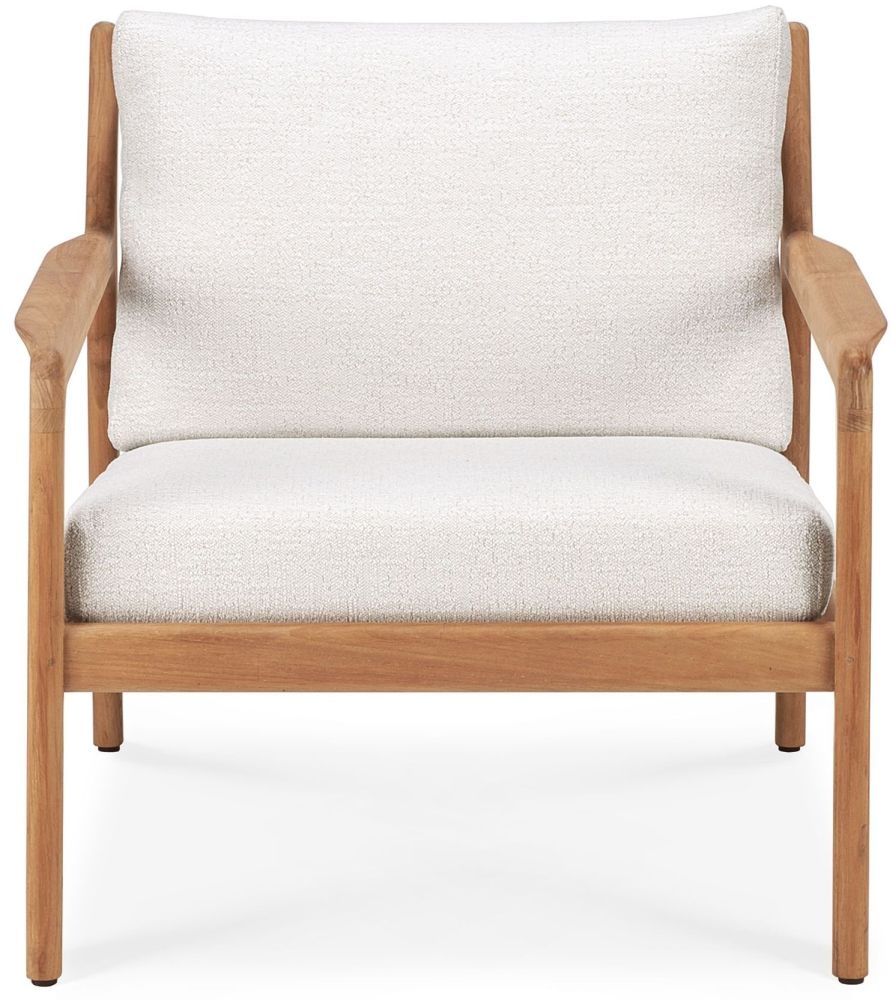 Ethnicraft Teak Jack Off White Fabric Outdoor Lounge Chair