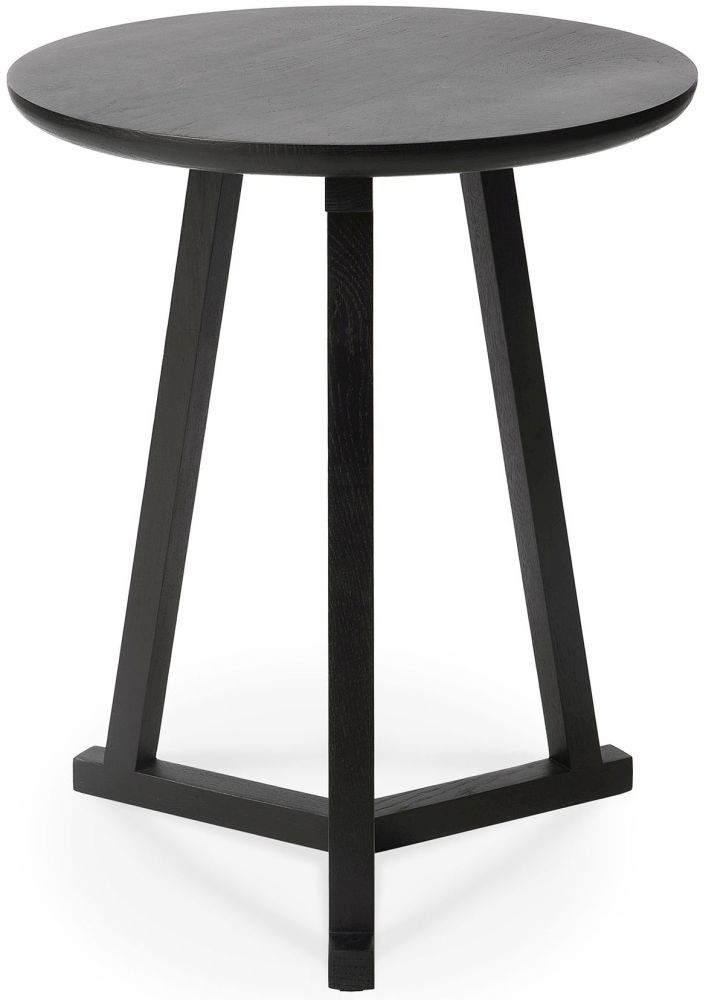 Ethnicraft Oak Tripod Black Round Side Table 46cm