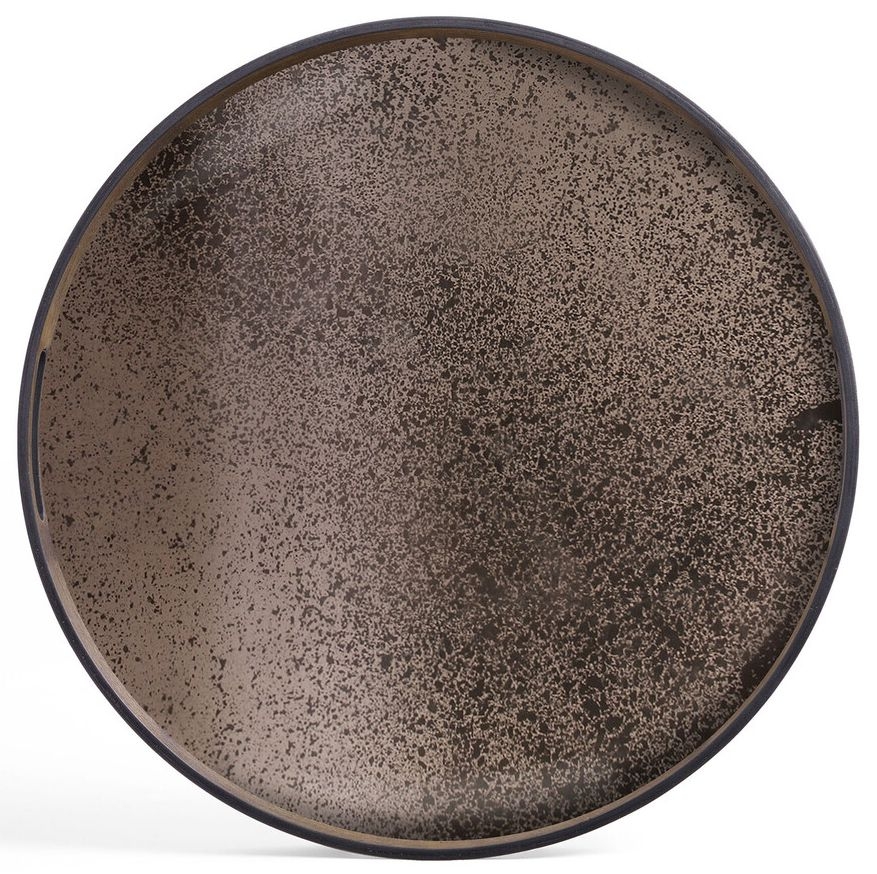 Notre Monde Bronze Small Round Heavy Aged Mirror Tray