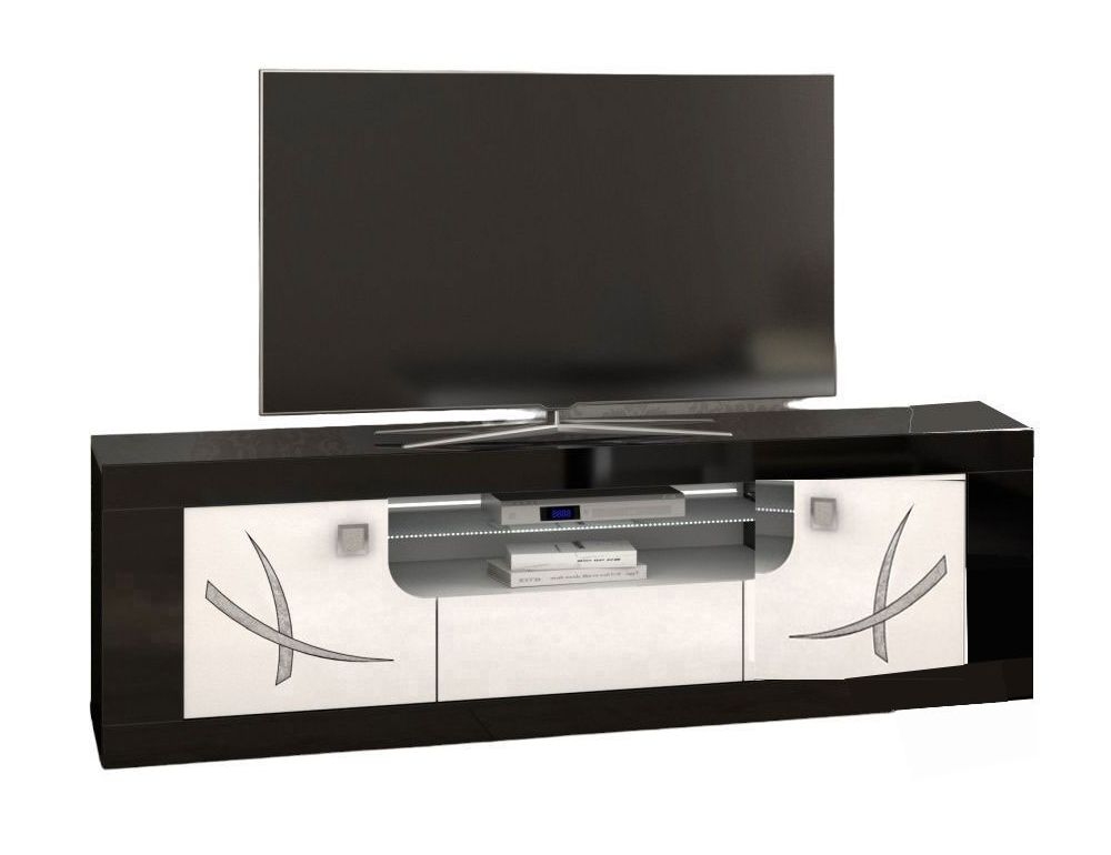 Bellevue Black And White 2 Door Italian Tv Unit With Led Light