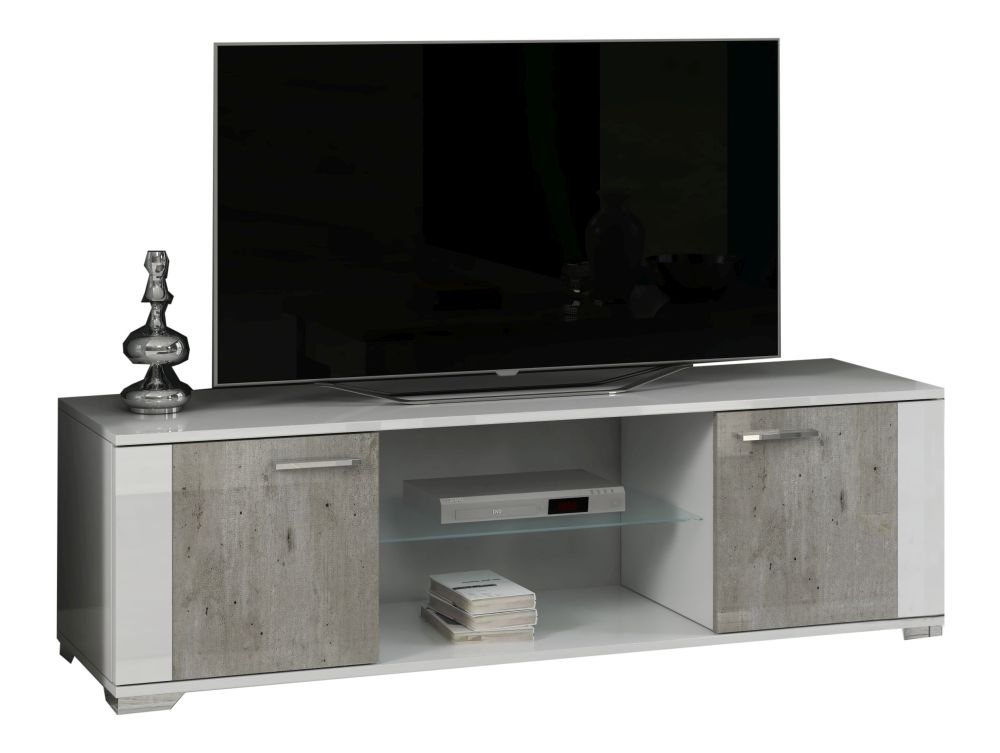 Dylan White And Concrete Grey 2 Door Italian Tv Unit