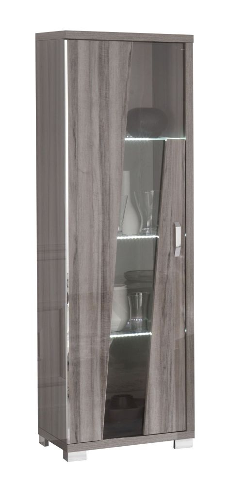 Glamour Dark Grey Oak 1 Left Door Italian Cabinet With Led Light