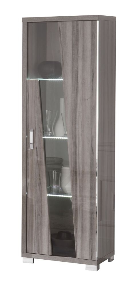 Glamour Dark Grey Oak 1 Right Door Italian Cabinet With Led Light