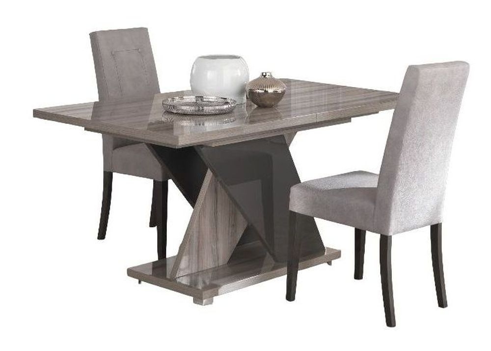 Glamour Dark Grey Oak Italian Extending Dining Table And 4 Fabric Dining Chair