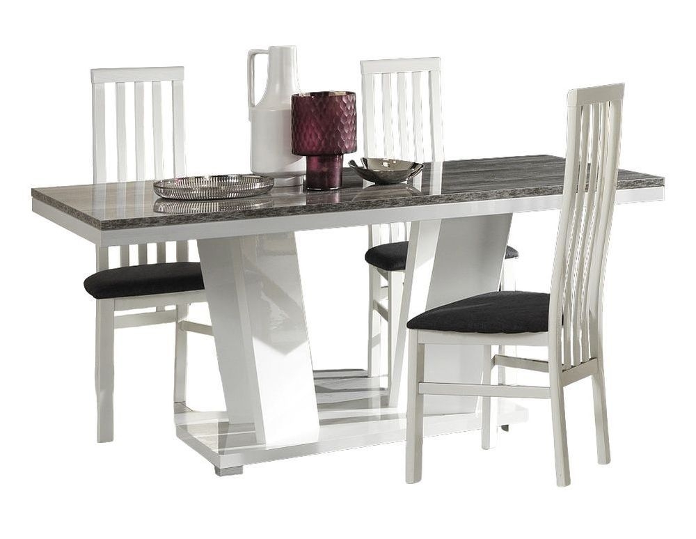 Kronos Dove Grey And White Italian Dining Table And 4 Chair