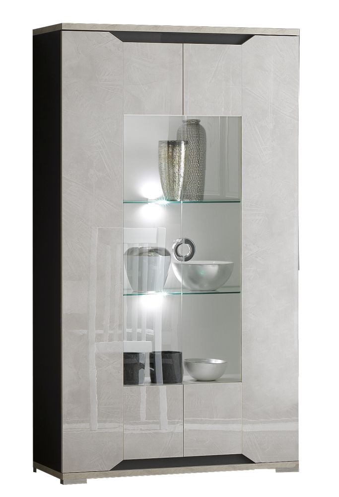 Mistral Grey Marble 2 Door Italian Cabinet With Led Light
