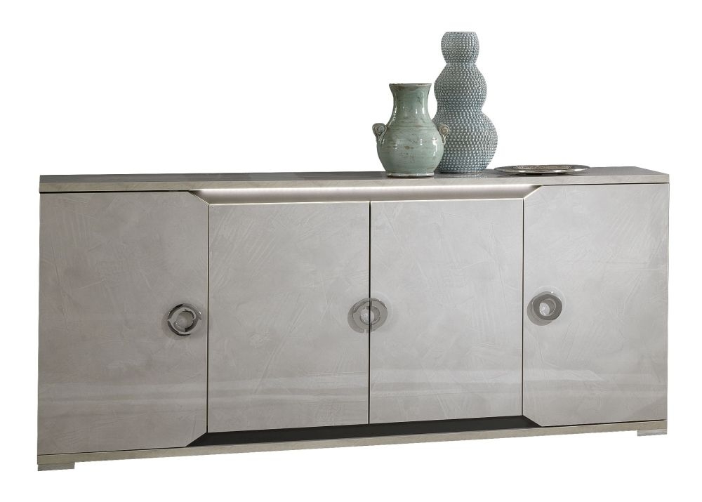 Mistral Grey Marble 4 Door Italian Sideboard With Led Light