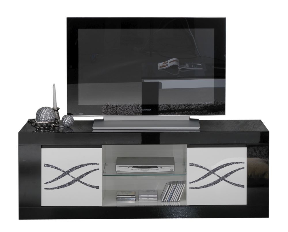 Polaris Luxury Black And White 2 Door Italian Tv Unit