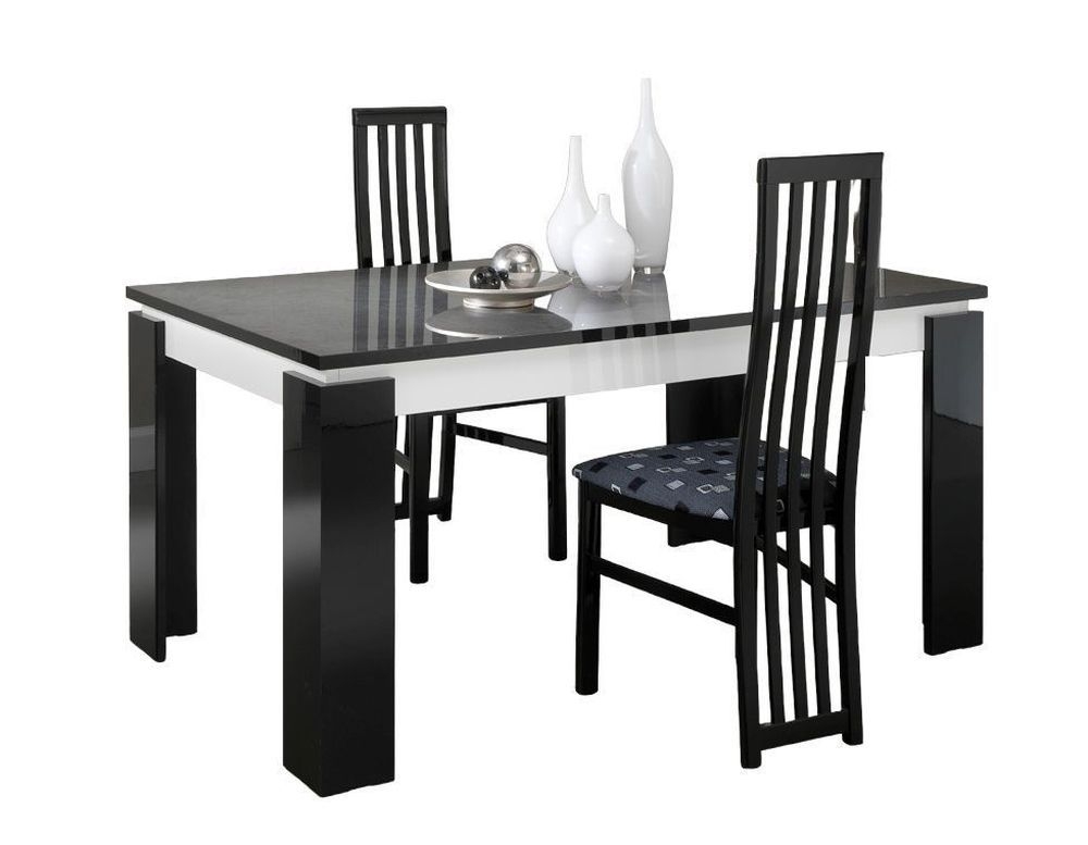 Polaris Luxury Black And White Italian Extending Dining Table And 4 Chair