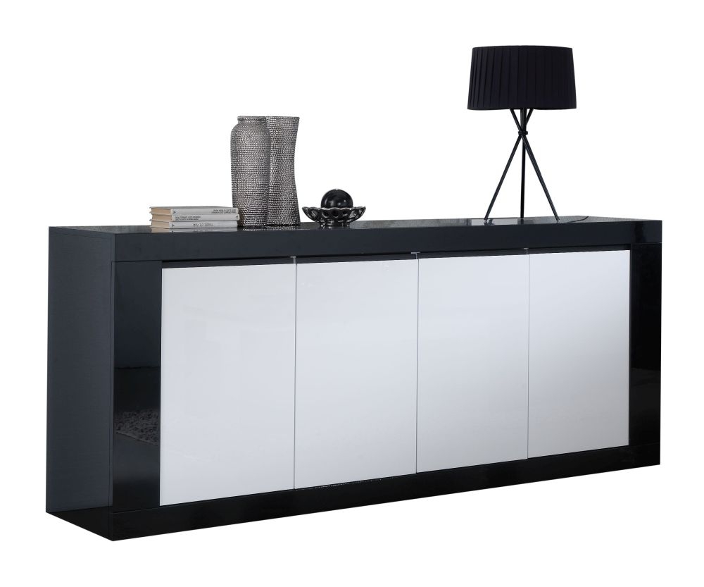 Polaris Black And White 4 Door Italian Sideboard