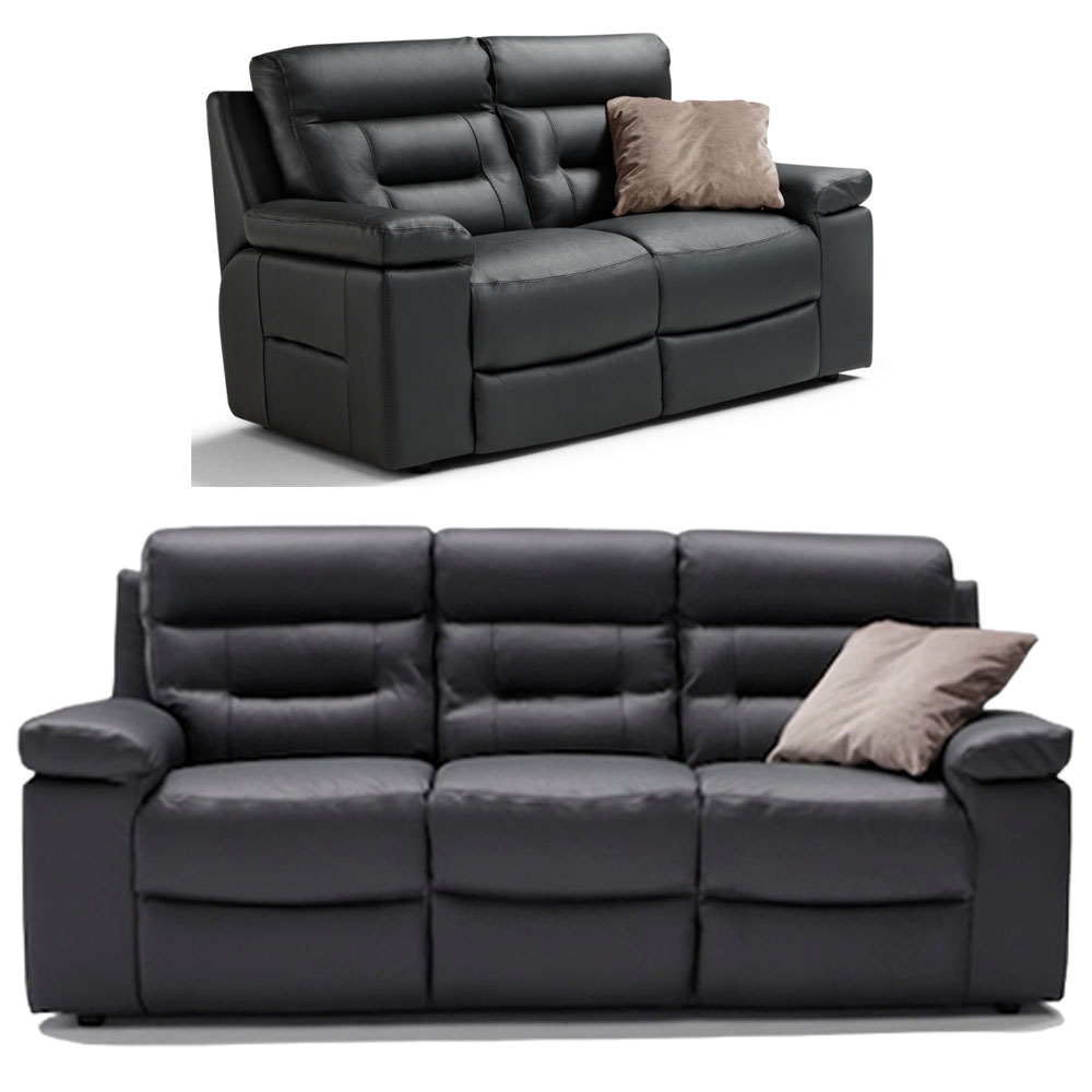 Amalfi Dark Grey Italian Leather 32 Seater Recliner Sofa Set