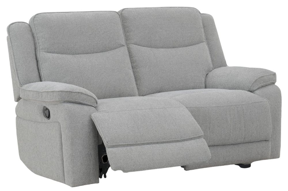 Herbert Light Grey Fabric 2 Seater Recliner Sofa