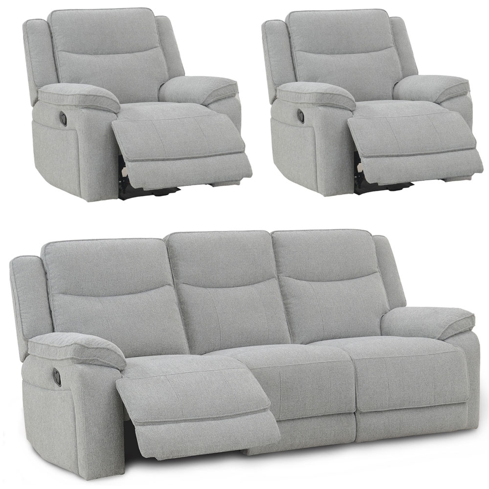 Herbert Light Grey Fabric 311 Recliner Sofa Set