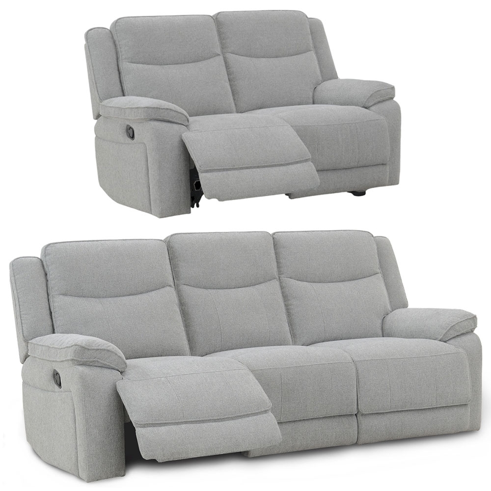 Herbert Light Grey Fabric 32 Seater Recliner Sofa Set