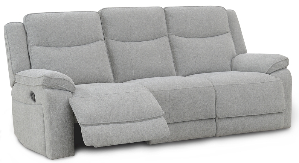 Herbert Light Grey Fabric 3 Seater Recliner Sofa