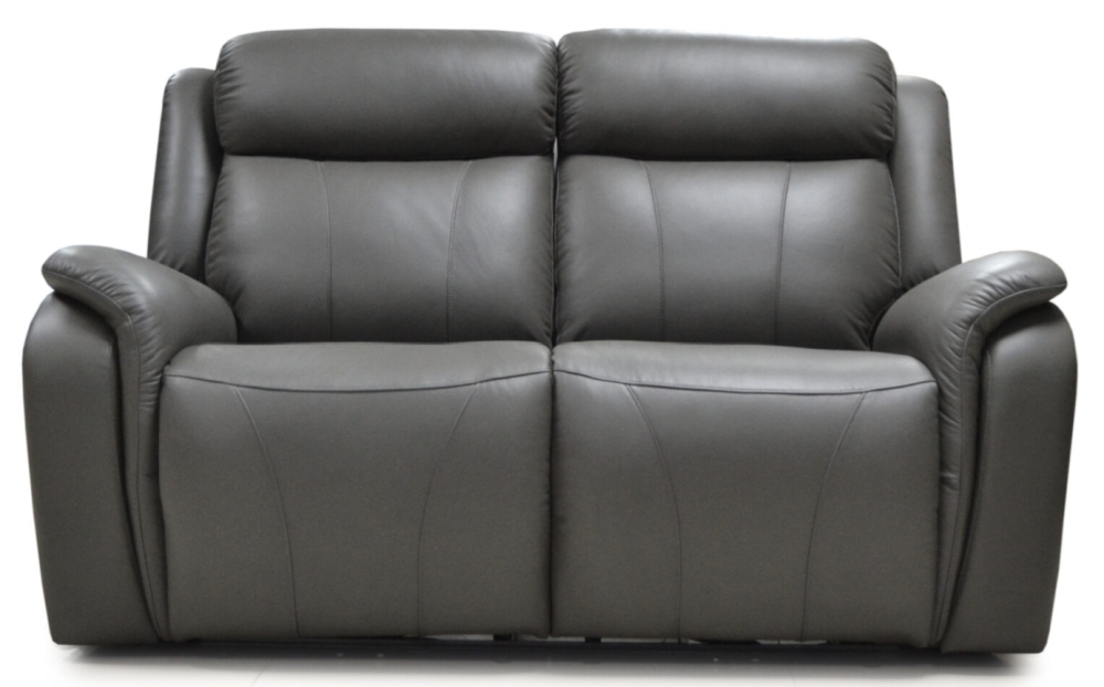 Marco Pewter Leather Upholstered 2 Seater Recliner Sofa