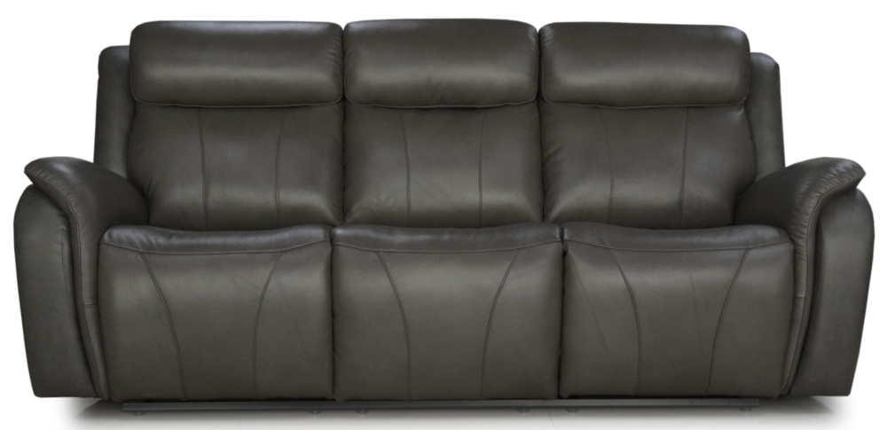 Marco Pewter Leather Upholstered 3 Seater Recliner Sofa