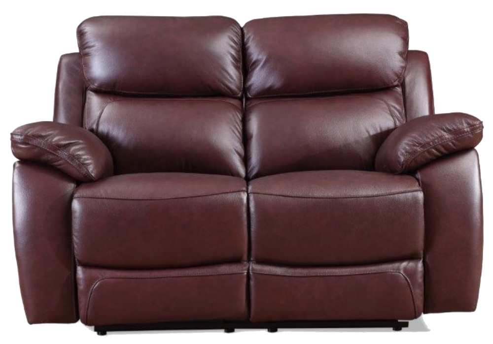 Rivoli Burgundy Leather 2 Seater Recliner Sofa