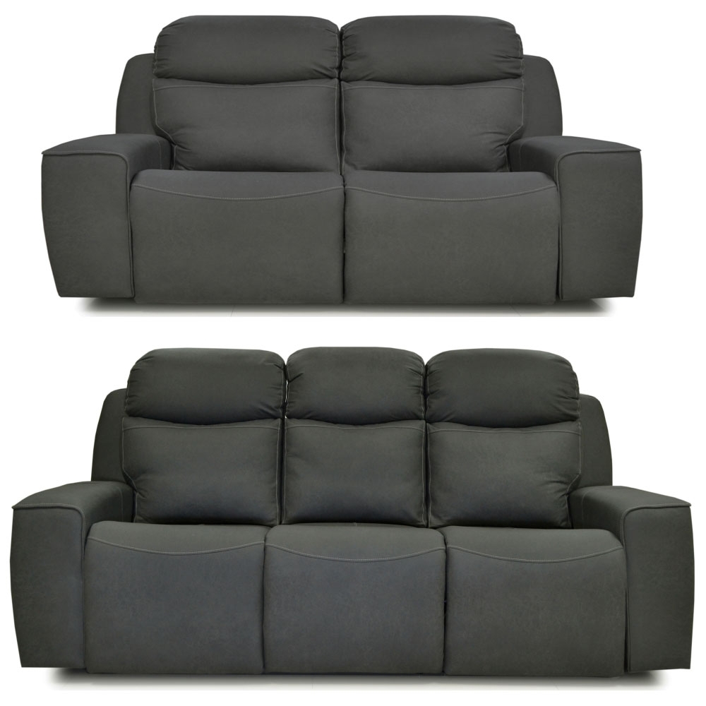 Rocco Dark Grey Fabric 32 Seater Recliner Sofa Set