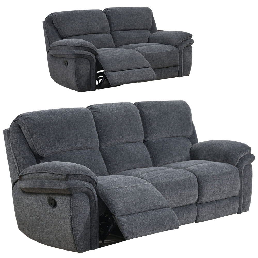 Sasha Dark Grey Fabric 32 Seater Recliner Sofa Set