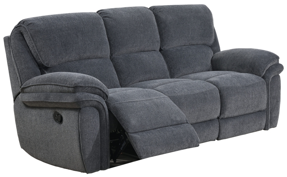 Sasha Dark Grey Fabric 3 Seater Recliner Sofa