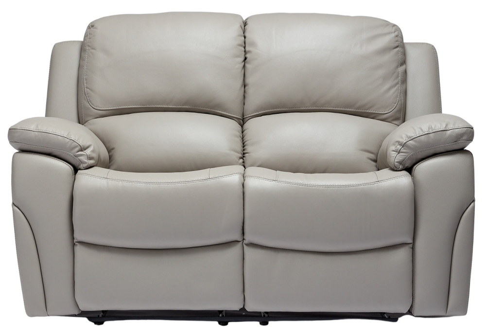 Sienna Pearl Grey Leather 2 Seater Recliner Sofa