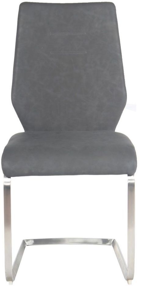 Agata Grey Faux Leather And Chrome Dining Chair Sold In Pairs