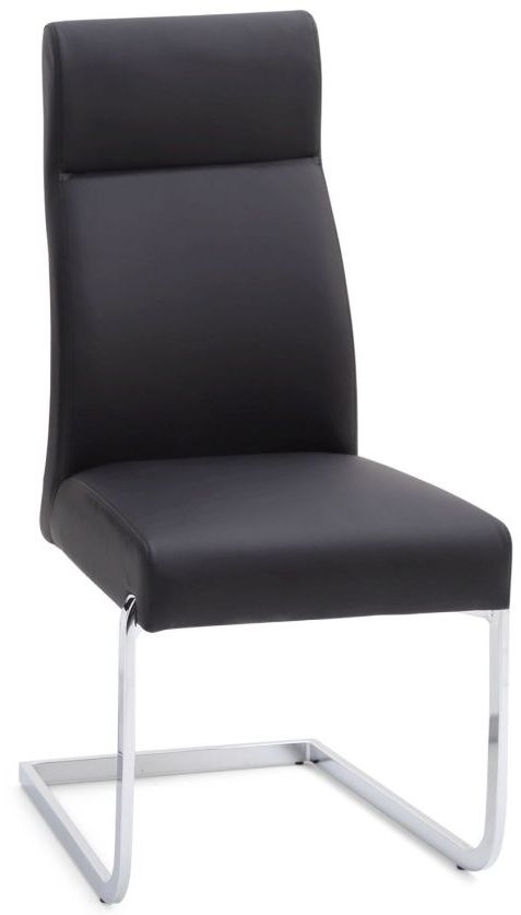 Dante Black Faux Leather And Chrome Dining Chair Sold In Pairs