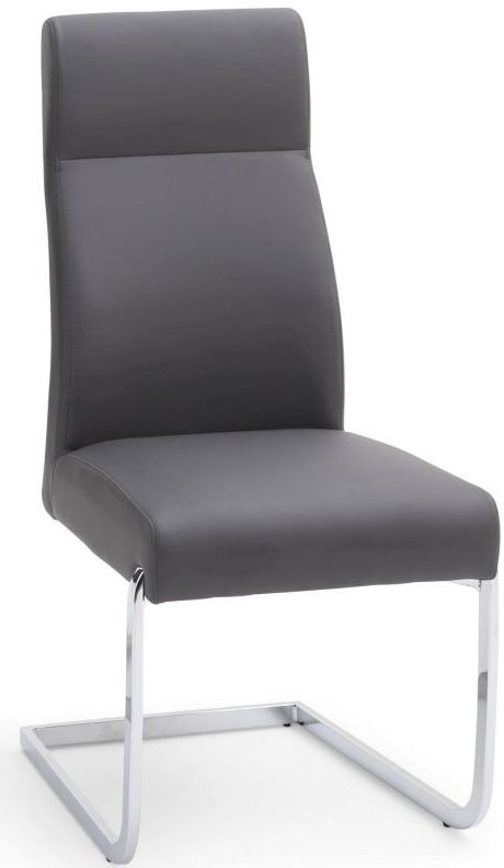 Dante Grey Faux Leather And Chrome Dining Chair Sold In Pairs
