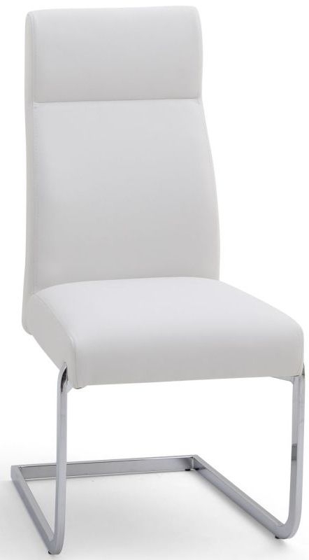 Dante White Faux Leather And Chrome Dining Chair Sold In Pairs
