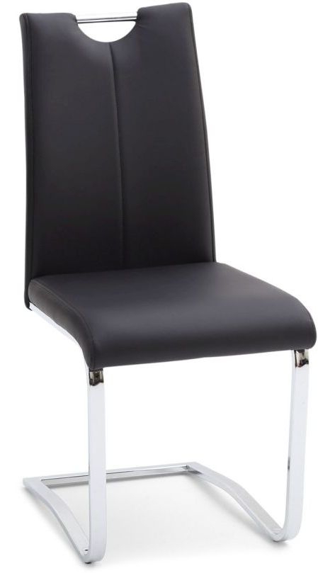 Gabi Black Faux Leather And Chrome Dining Chair Sold In Pairs