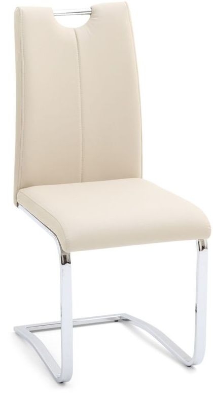 Gabi Cream Faux Leather And Chrome Dining Chair Sold In Pairs