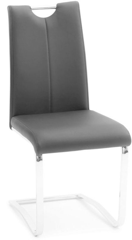 Gabi Grey Faux Leather And Chrome Dining Chair Sold In Pairs