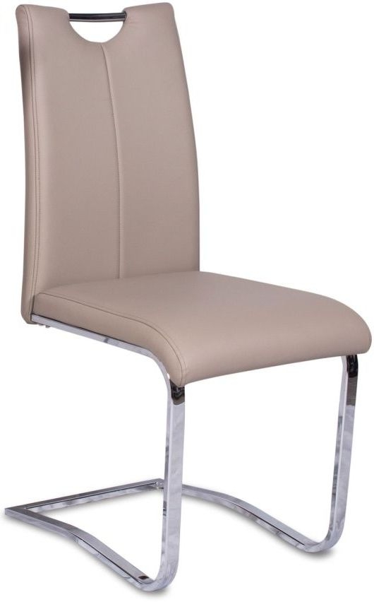 Gabi Taupe Faux Leather And Chrome Dining Chair Sold In Pairs