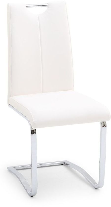 Gabi White Faux Leather And Chrome Dining Chair Sold In Pairs
