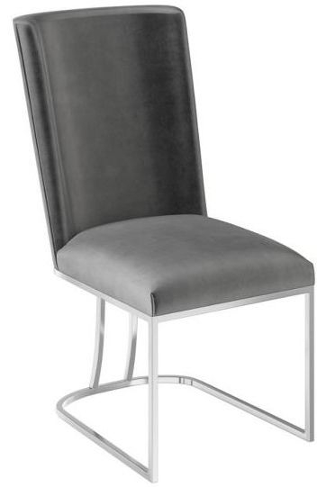 Ivana Dark Grey Velvet And Chrome Dining Chair Sold In Pairs