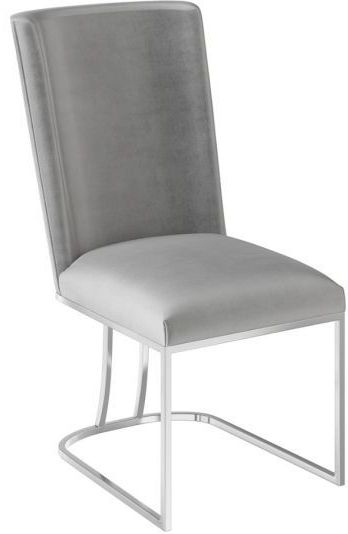 Ivana Silver Grey Velvet And Chrome Dining Chair Sold In Pairs