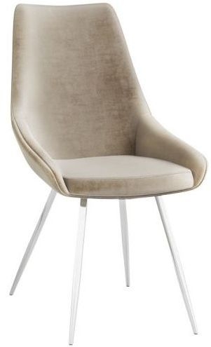 Lanna Mink Velvet And Chrome Dining Chair Sold In Pairs